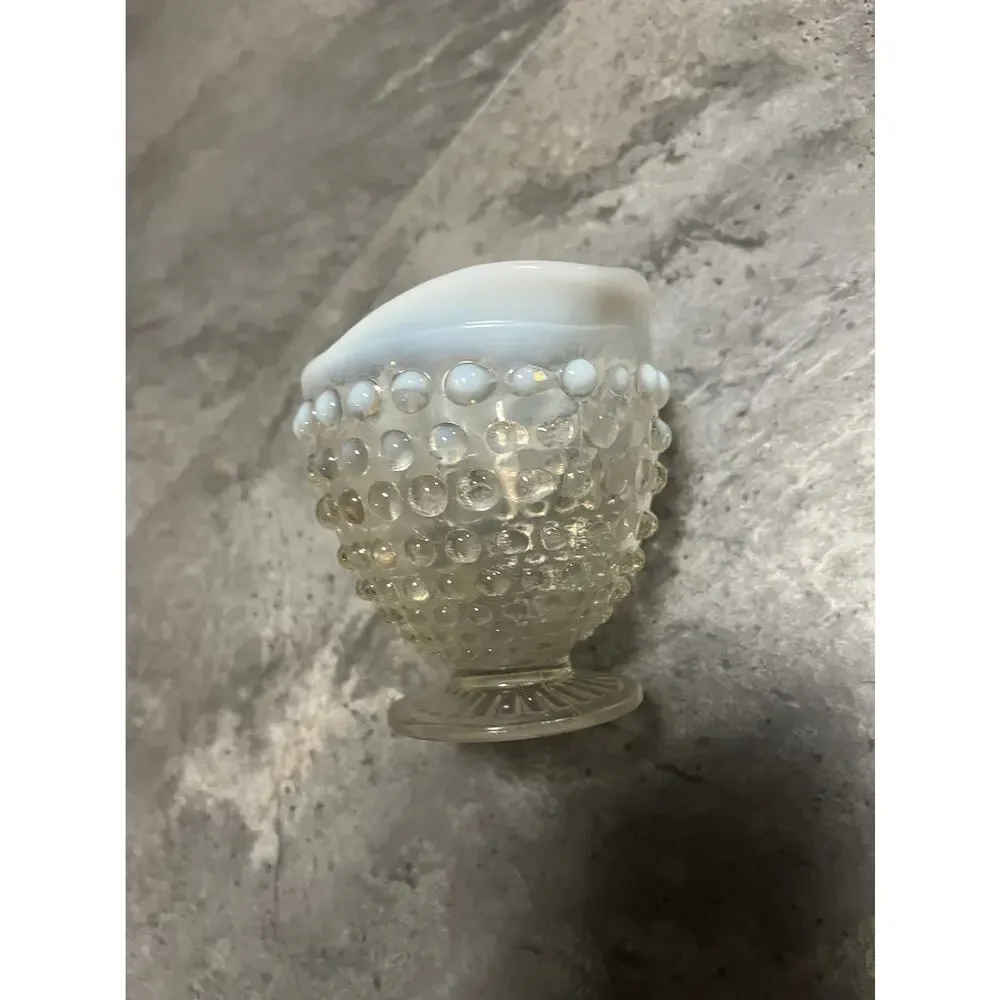 Anchor Hocking Milk glass hobnail creamer pitcher- Antique